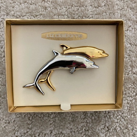 Liz Claiborne Jewelry - ☀️Liz Claiborne vintage double dolphin brooch